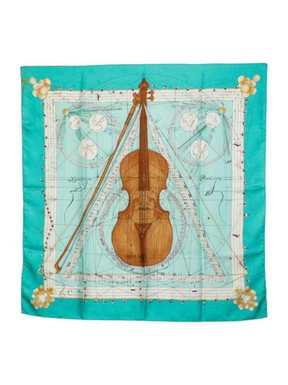 Hermes Carre 90 la Musique Des Spheres Music Played by Scarf Large Emerald Green